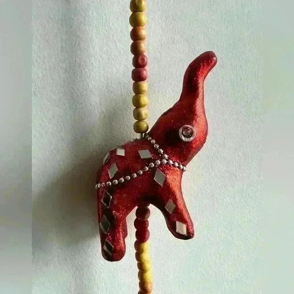 Red Elephant Jewelled Hanging Art Beaded  Wall Home Decor Bohemian Children Kids - Picture 7 of 8